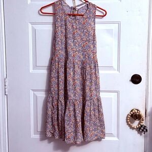 American Eagle Outfitters Floral A-Line Skirt - Blue and Orange